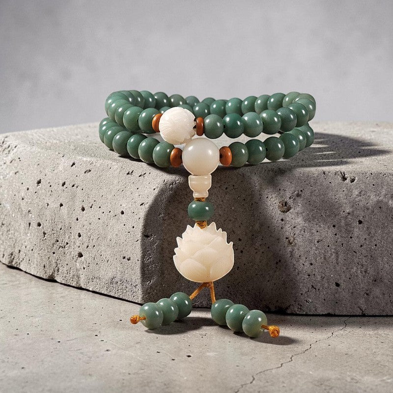 Lotus Cyan Bodhi Seed Bracelet — Mindful Intention