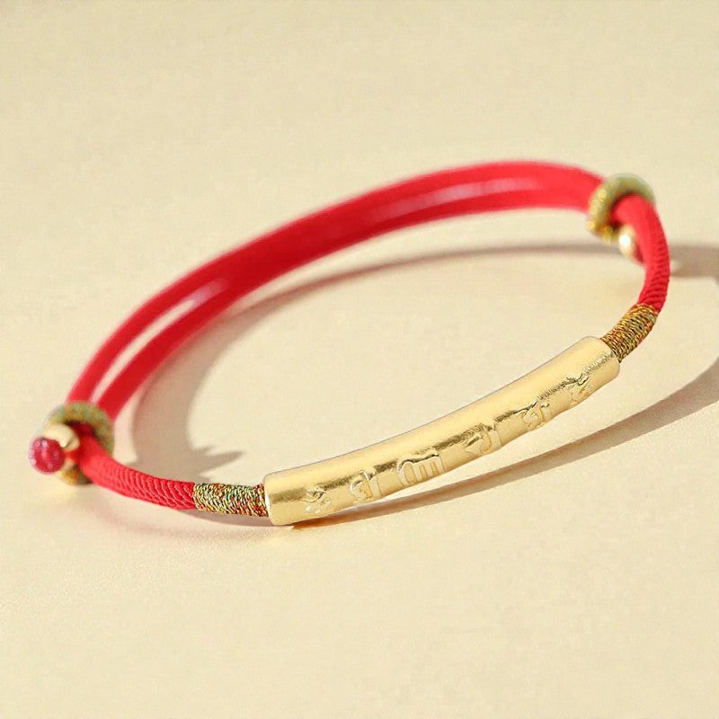 Tibetan Buddhist Handmade Bracelet - Mani Mantra Lucky Red String