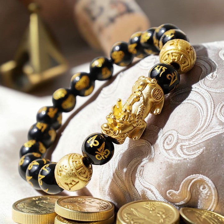 Buddhaechoes Feng Shui Pi Xiu Bracelet — Obsidian Symbol of Prosperity & Balance
