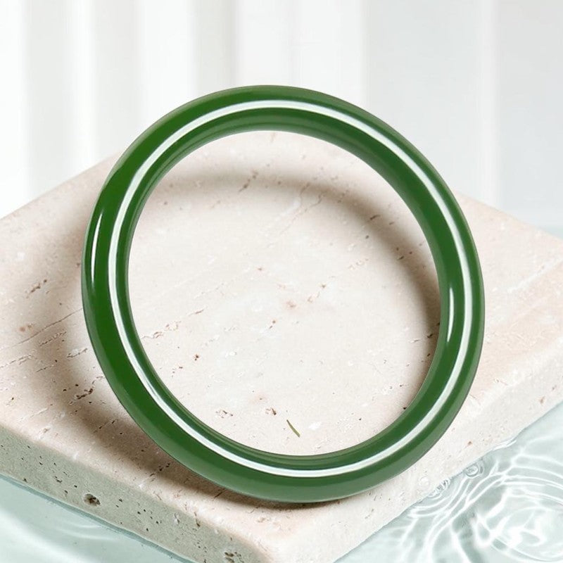 Cyan Jade Longevity & Balance Bangle — Wearable Blessing