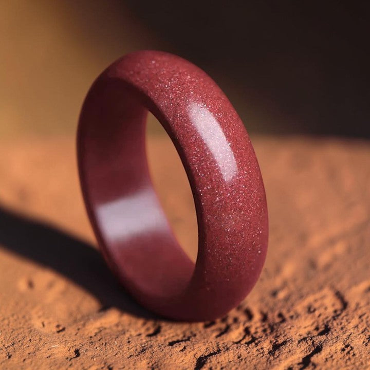Cinnabar Om Mani Ring — Padme Hum Auspicious Clouds (Buddhaechoes)