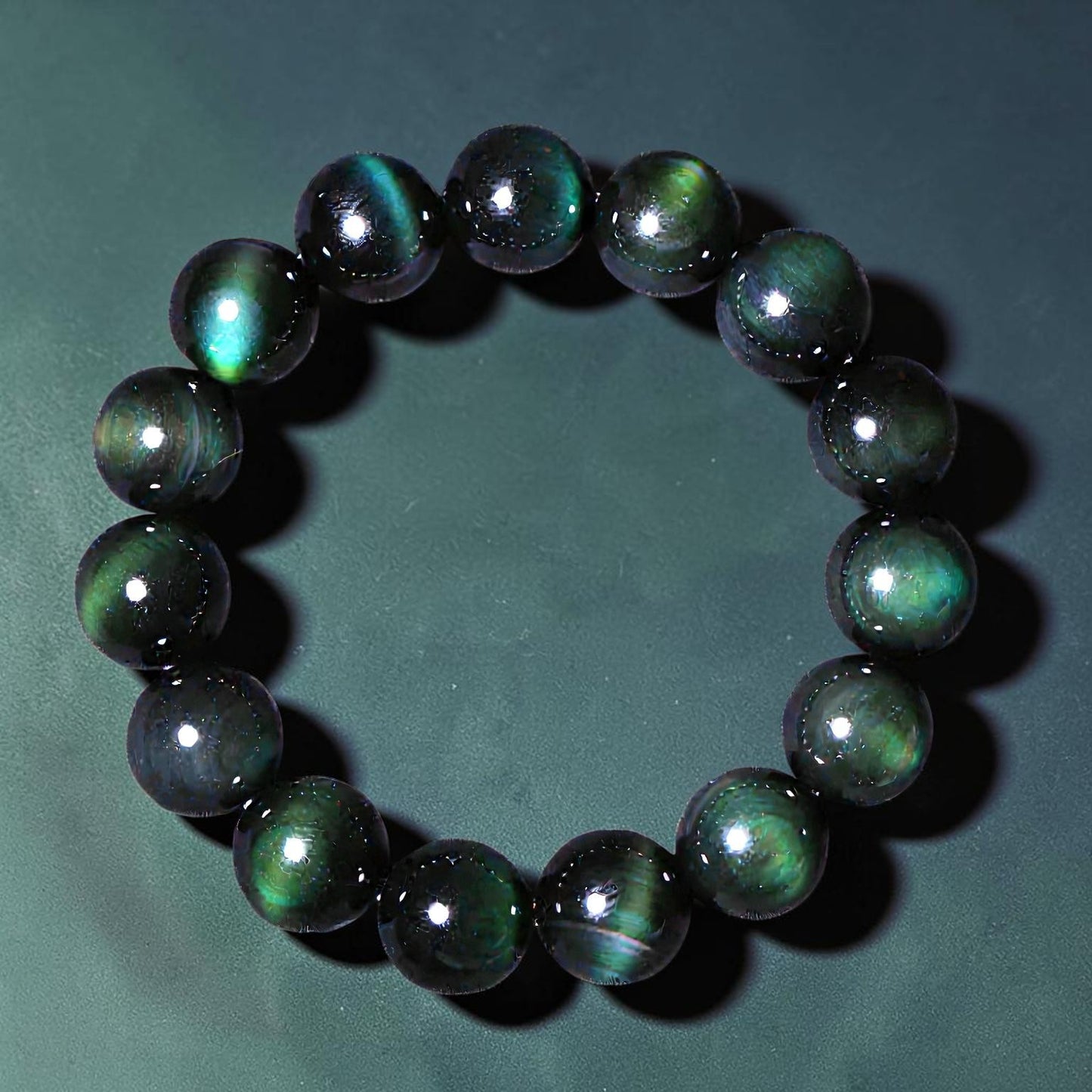 Natural Green Eye Bracelet — Green Obsidian (Symbol of Prosperity)