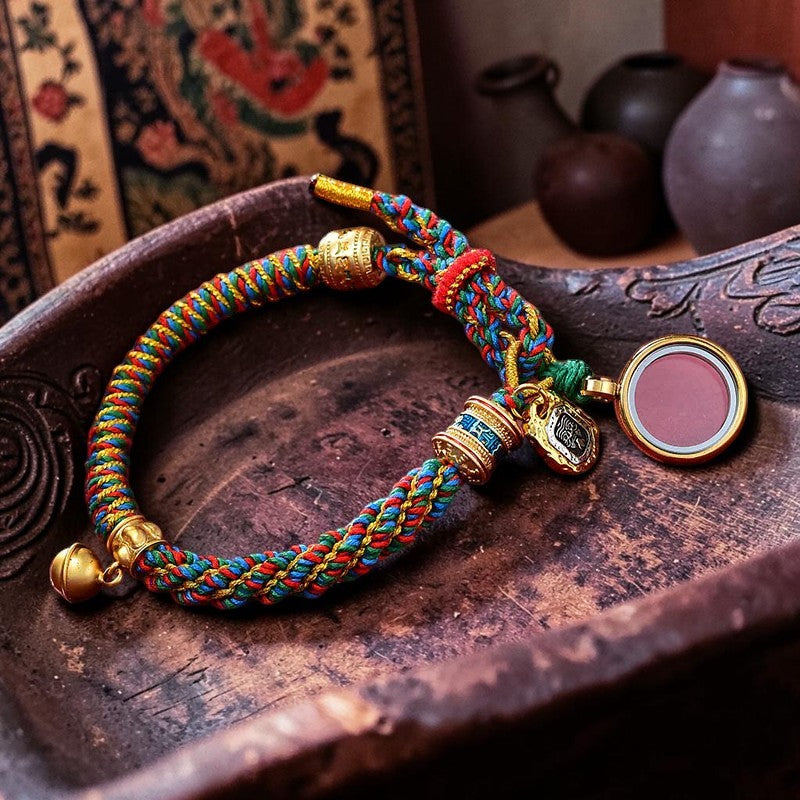 Tibetan Om Mani Bracelet – Padme Hum Carved Zakiram Prosperity Charm