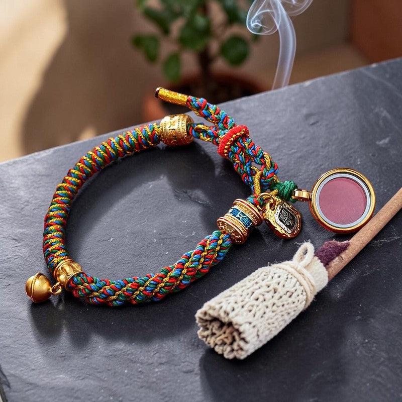 Tibetan Om Mani Bracelet – Padme Hum Carved Zakiram Prosperity Charm