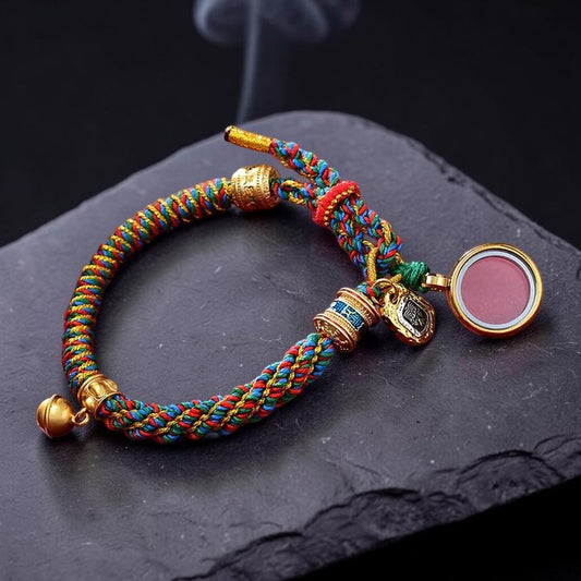 Tibetan Om Mani Bracelet – Padme Hum Carved Zakiram Prosperity Charm