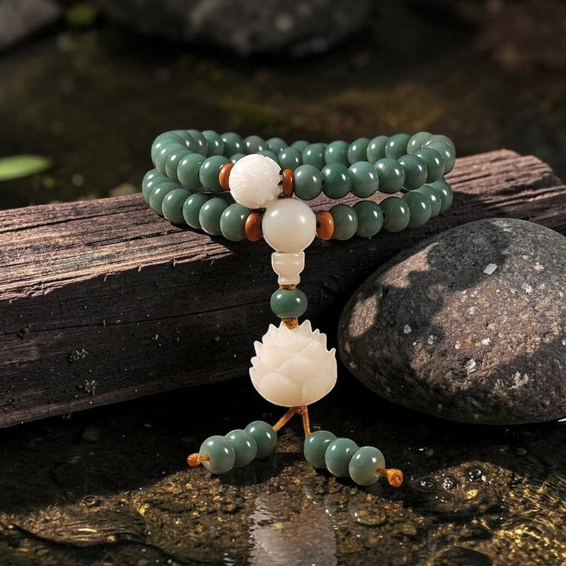 Lotus Cyan Bodhi Seed Bracelet — Mindful Intention