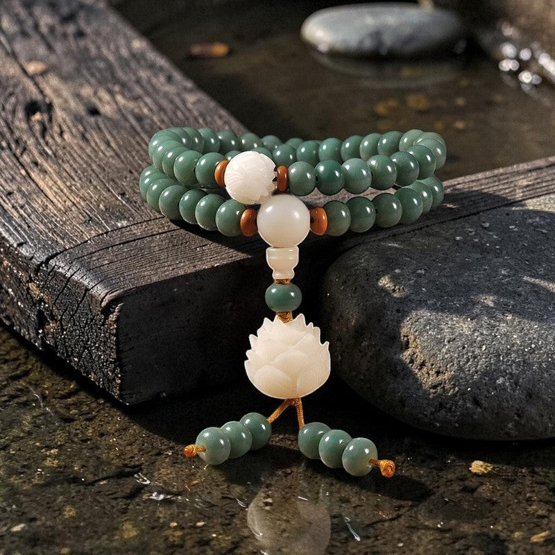 Lotus Cyan Bodhi Seed Bracelet — Mindful Intention