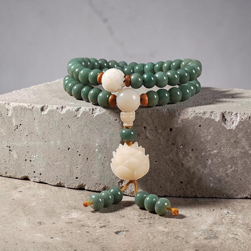 Lotus Cyan Bodhi Seed Bracelet — Mindful Intention