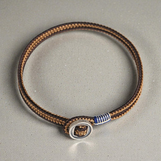 925 Sterling Silver Bracelet - Handmade Button Protection Weave String