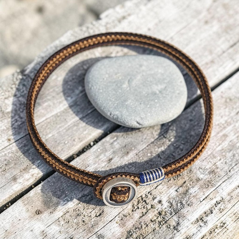 Buddhaechoes 925 Sterling Silver Bracelet - Handmade Button Weave String