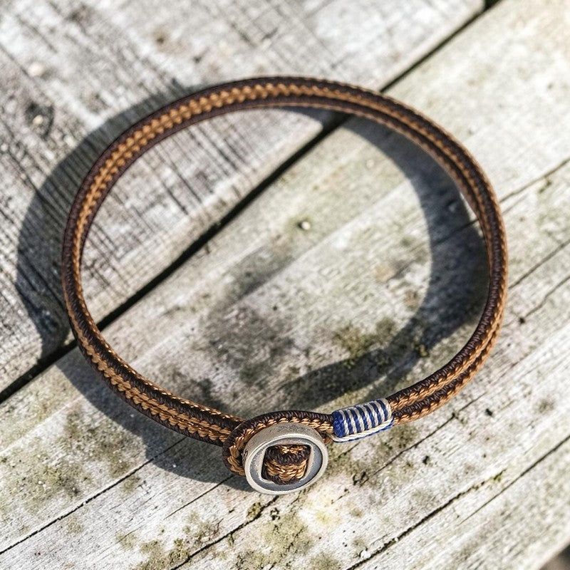 Buddhaechoes 925 Sterling Silver Bracelet - Handmade Button Weave String