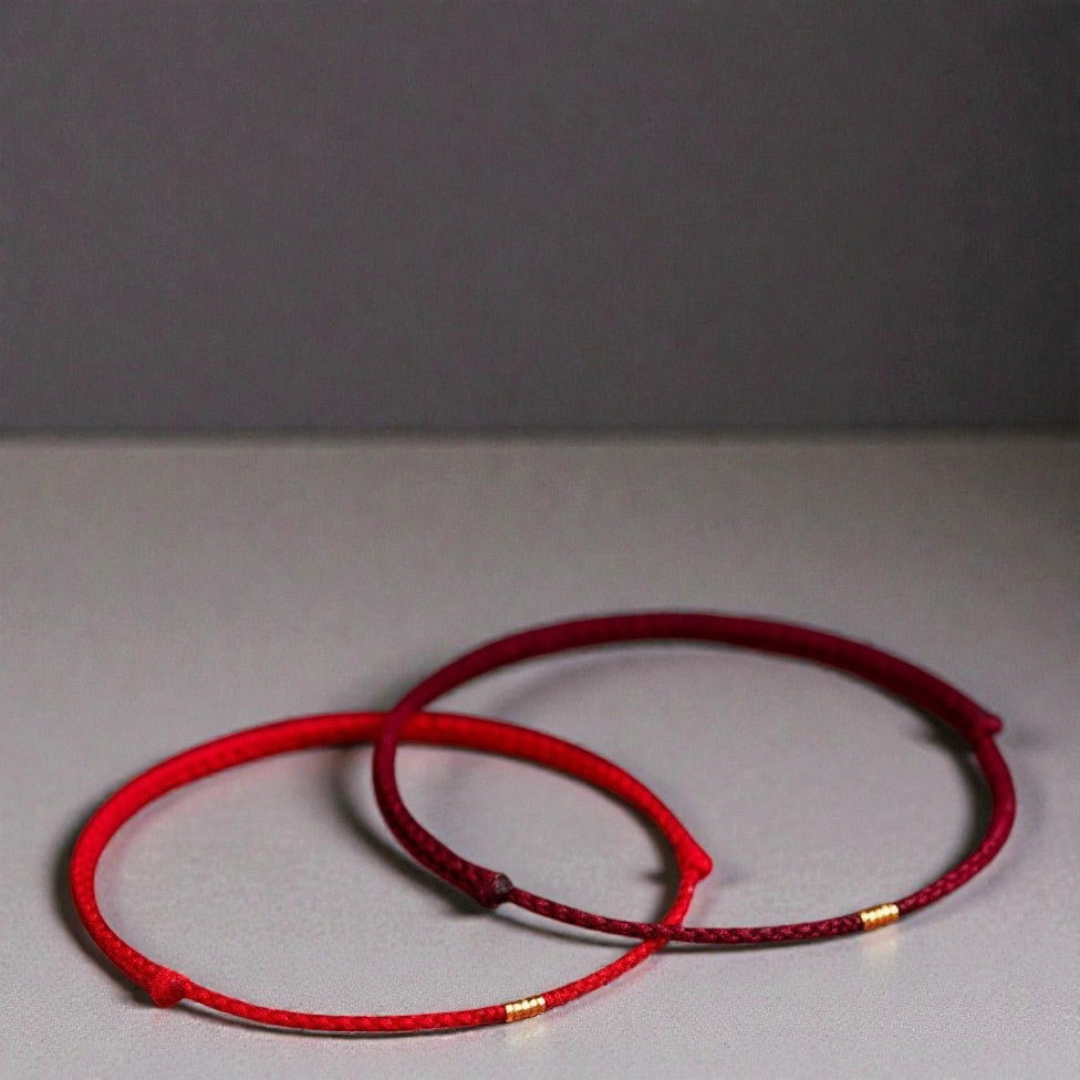 925 Sterling Silver Bracelet - Lucky Golden Bead Braided String Anklet