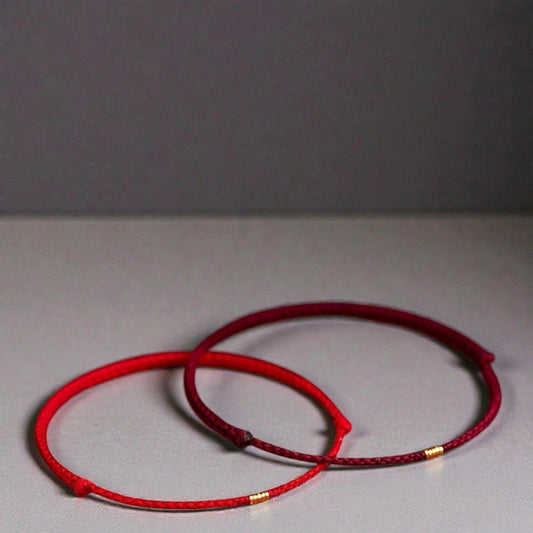 925 Sterling Silver Bracelet - Lucky Golden Bead Braided String Anklet