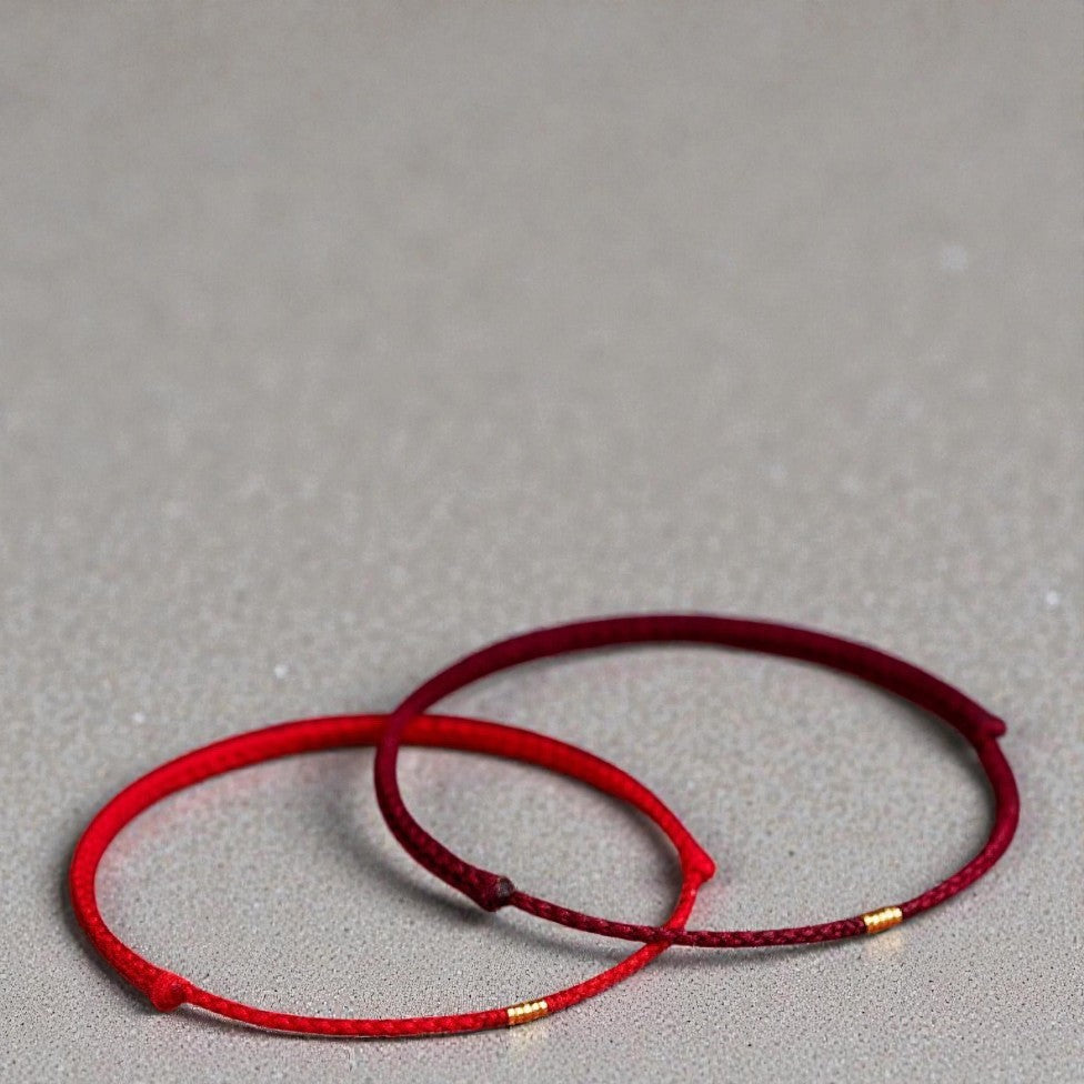 925 Sterling Silver Bracelet - Lucky Golden Bead Braided String Anklet