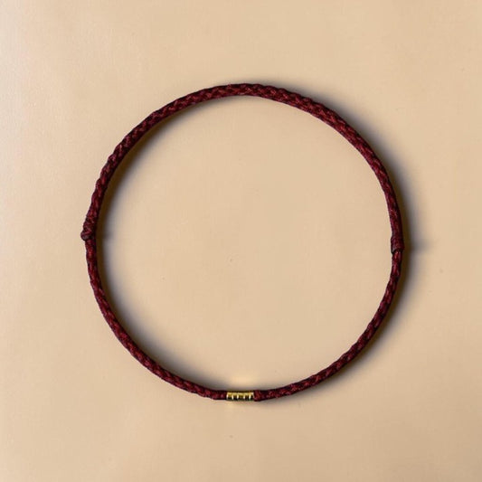 925 Sterling Silver Red String Bracelet with Golden Bead (Braided Anklet Style)
