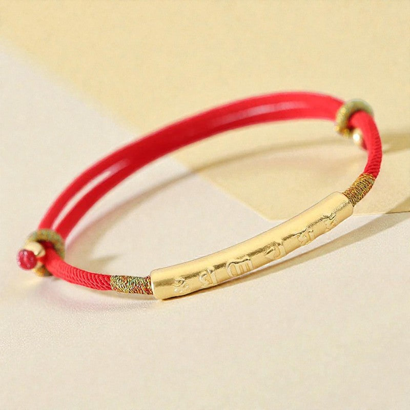 Tibetan Buddhist Handmade Bracelet - Mani Mantra Lucky Red String