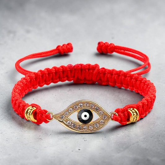 Blue Eye Charm Bracelet — Red String for Mindful Support