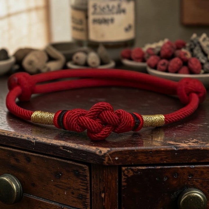 Red String Jade Bracelet - Knot-Braided Couple, Symbol of Prosperity & Balance
