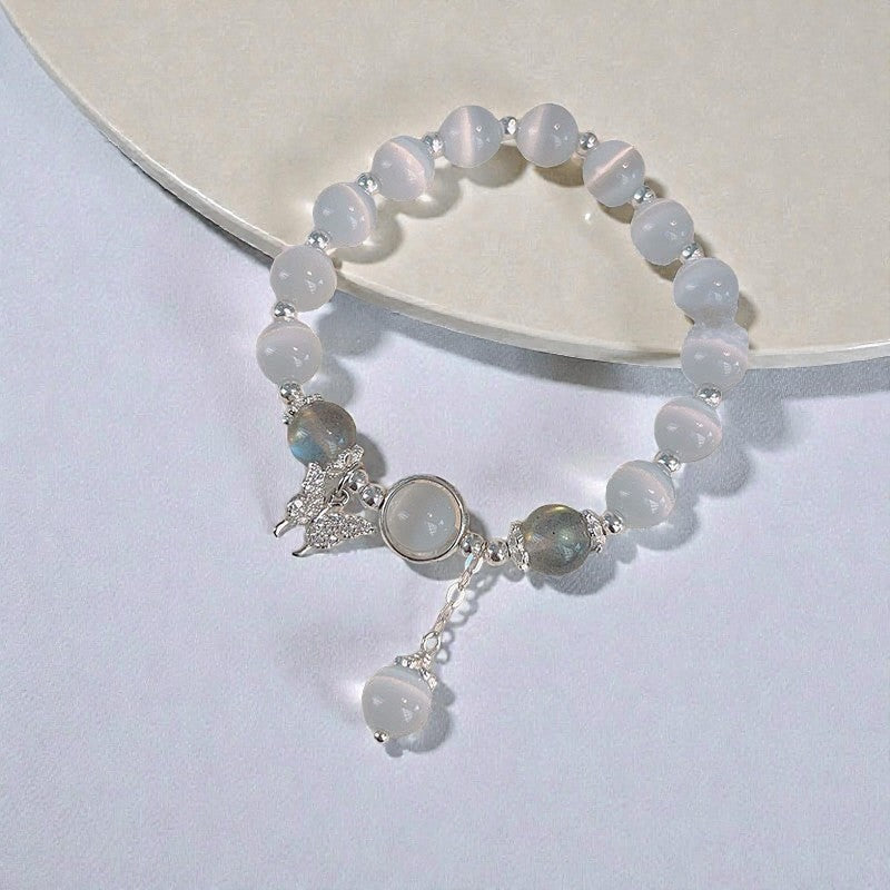 Cat's Eye Moonstone Bracelet - Butterfly Star Charm Support