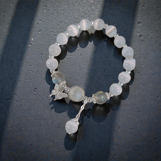 Cat's Eye Moonstone Bracelet - Butterfly Star Charm Support