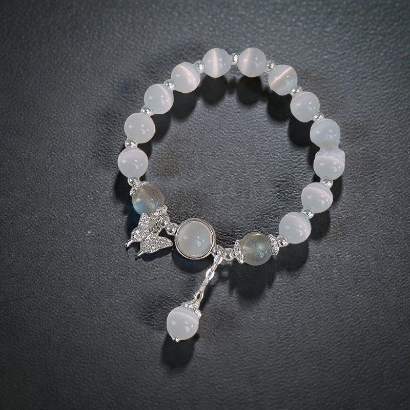 Cat's Eye Moonstone Bracelet - Butterfly Star Charm Support