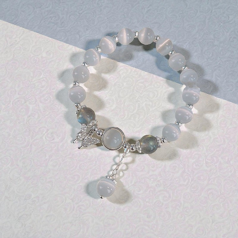 Cat's Eye Moonstone Bracelet - Butterfly Star Charm Support