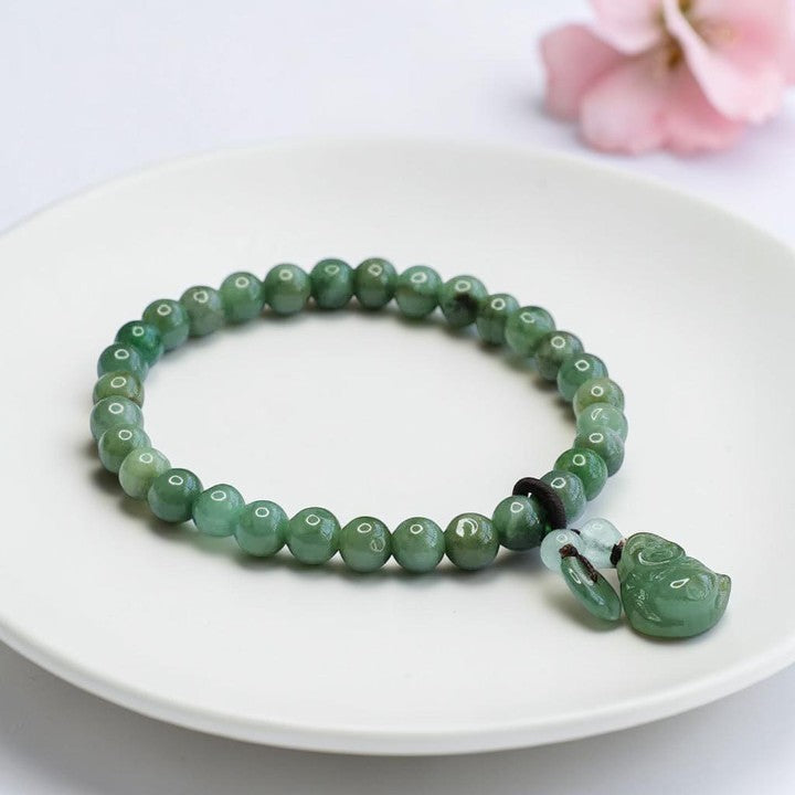 Laughing Buddha Cyan Bracelet — Cyan Jade Calming Charm