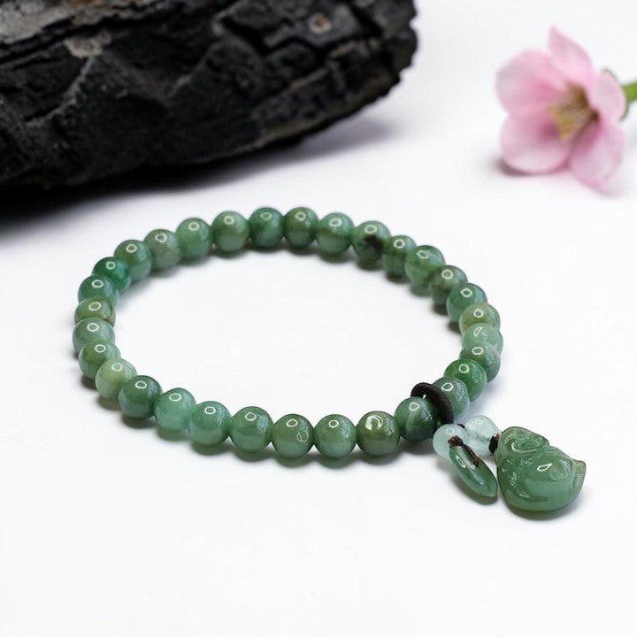Laughing Buddha Cyan Bracelet — Cyan Jade Calming Charm