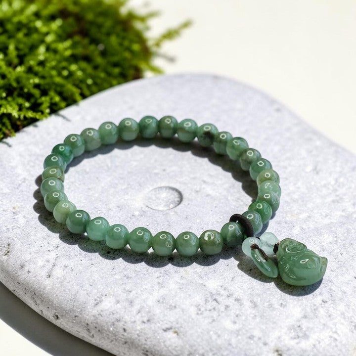 Laughing Buddha Cyan Bracelet — Cyan Jade Calming Charm