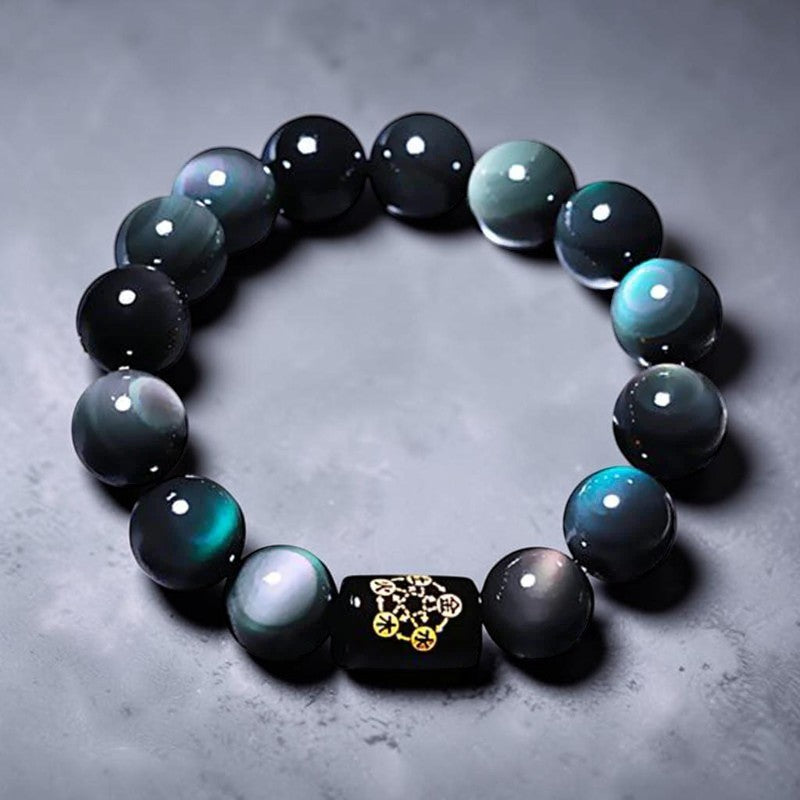 Buddhaechoes Natural Rainbow Obsidian Bracelet — Mindful Harmony