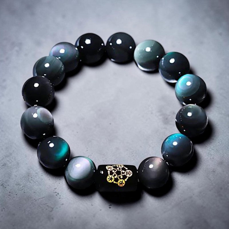 Buddhaechoes Natural Rainbow Obsidian Bracelet — Mindful Harmony