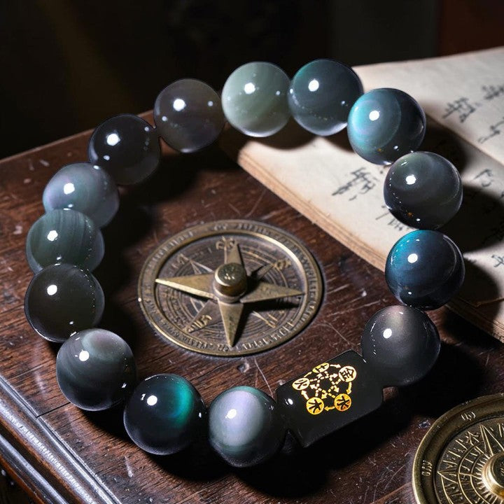 Buddhaechoes Natural Rainbow Obsidian Bracelet — Mindful Harmony