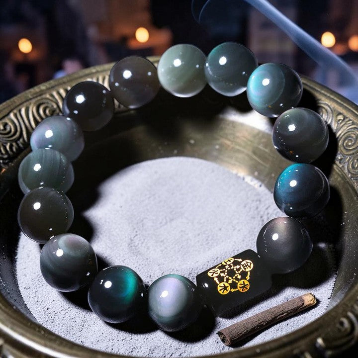 Buddhaechoes Natural Rainbow Obsidian Bracelet — Mindful Harmony