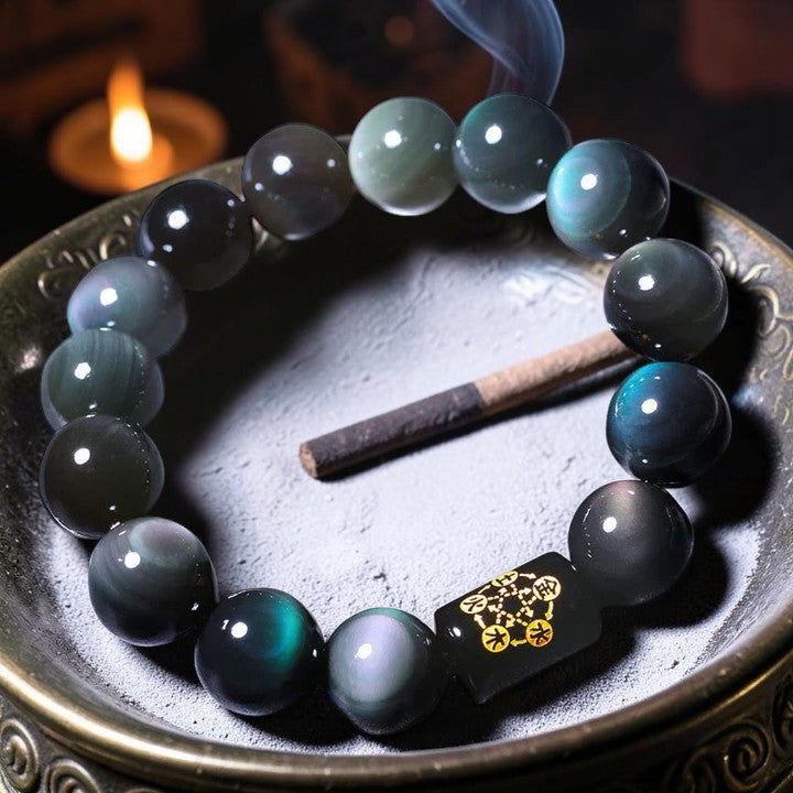Buddhaechoes Natural Rainbow Obsidian Bracelet — Mindful Harmony