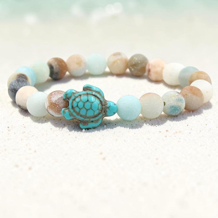 Turtle & Turquoise Sea Stone Bracelet — Cultural & Spiritual Charm