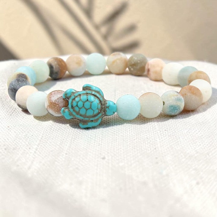 Turtle & Turquoise Sea Stone Bracelet — Cultural & Spiritual Charm