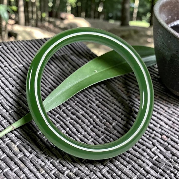 Cyan Jade Longevity & Balance Bangle — Wearable Blessing