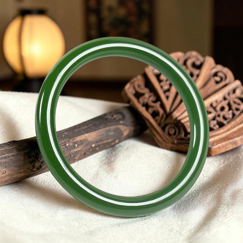 Cyan Jade Longevity & Balance Bangle — Wearable Blessing