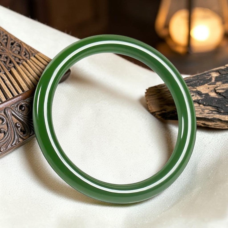 Cyan Jade Longevity & Balance Bangle — Wearable Blessing