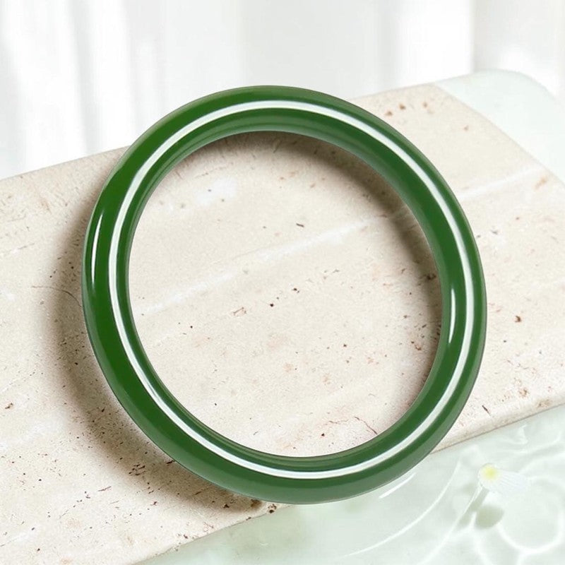 Cyan Jade Longevity & Balance Bangle — Wearable Blessing
