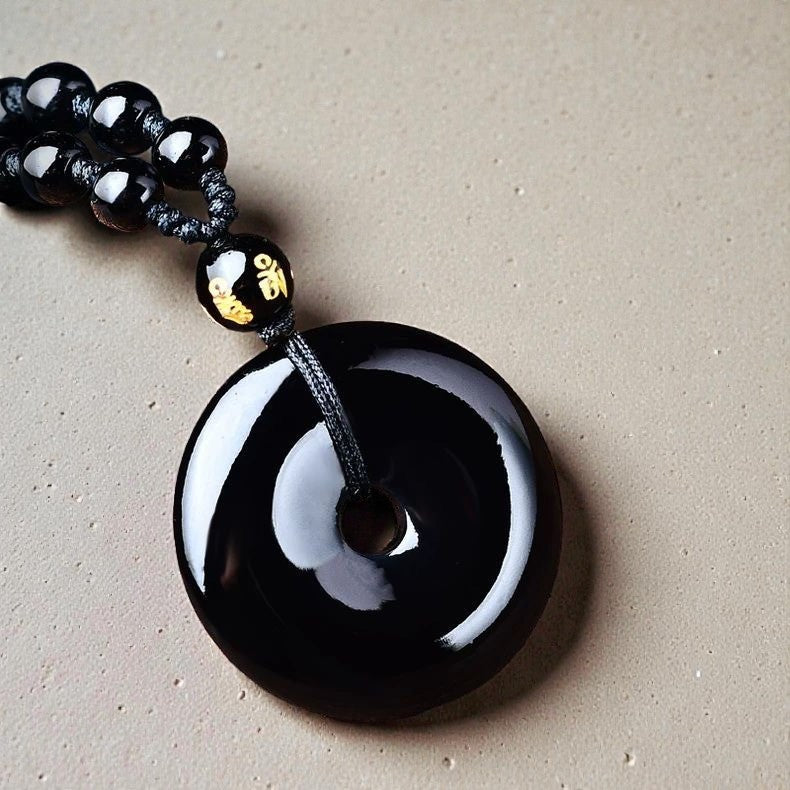 Tibetan Obsidian Necklace - Protection