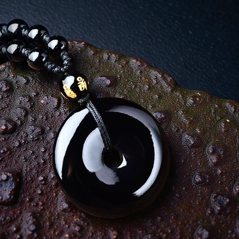 Tibetan Obsidian Necklace - Protection