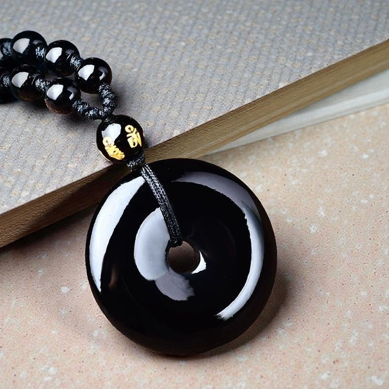 Tibetan Obsidian Necklace - Protection