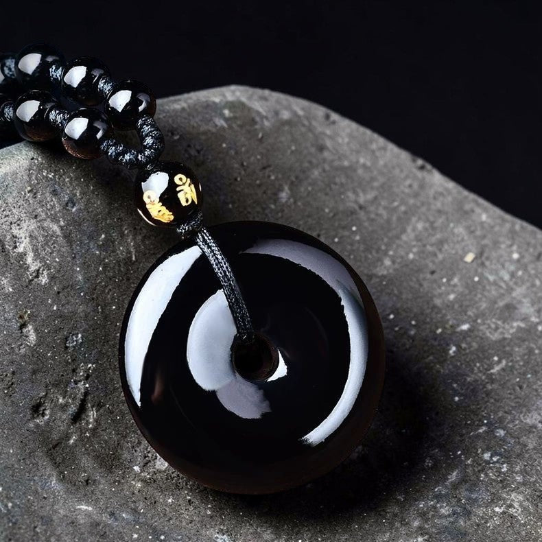 Tibetan Obsidian Necklace - Symbol of Prosperity