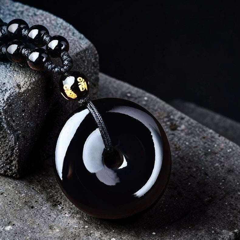 Tibetan Obsidian Necklace - Symbol of Prosperity