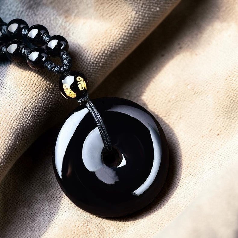 Tibetan Obsidian Necklace - Symbol of Prosperity