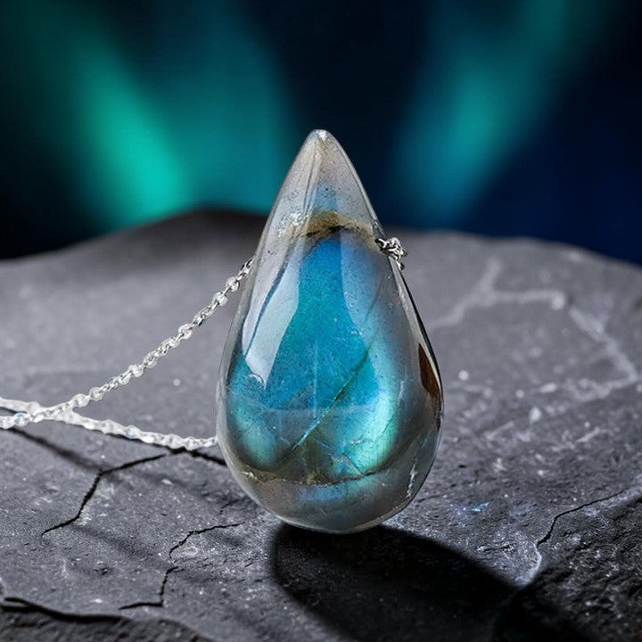 Labradorite Water Drop Necklace — Calming & Balance Pendant