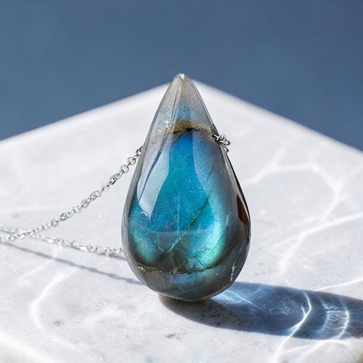 Labradorite Water Drop Necklace — Calming & Balance Pendant