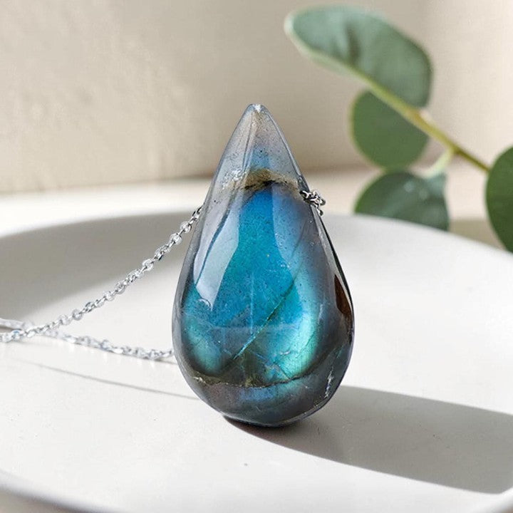 Labradorite Water Drop Necklace — Calming & Balance Pendant