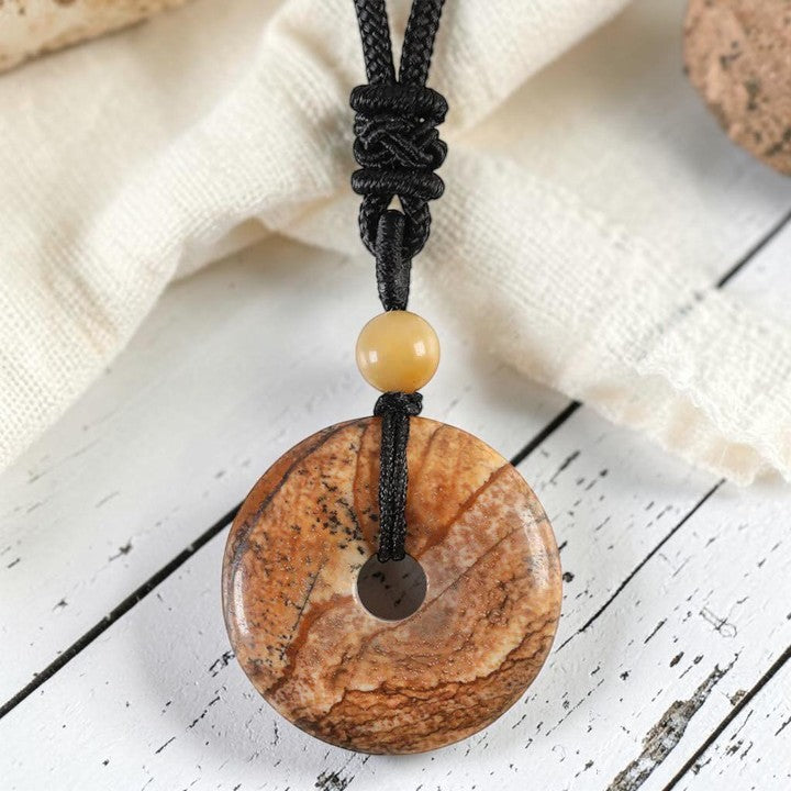 Lucky Coin Pendant Necklace - Soothing Crystal Gemstone
